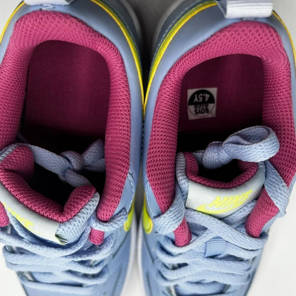Nike Court Borough 2 Low -6Y Cobalt Bliss and Light Lemon Twist Youth Size 4.5 Y